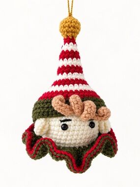 Elf Handmade Crochet Amigurumi Christmas Ornament Decor